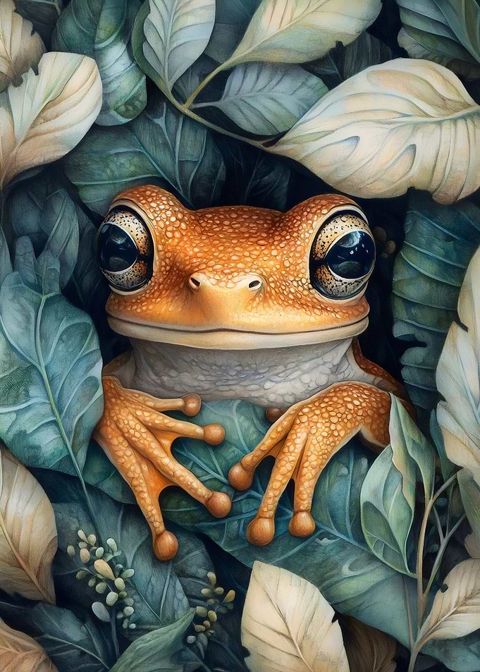 Frog in Leaves