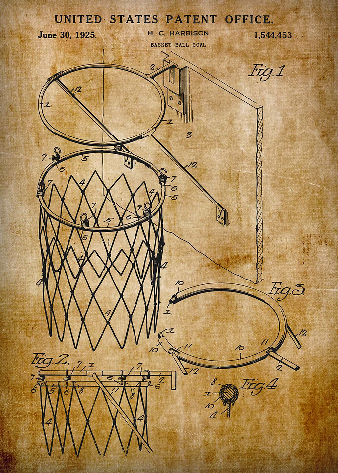 1925 Vintage Basket ball Goal Patent