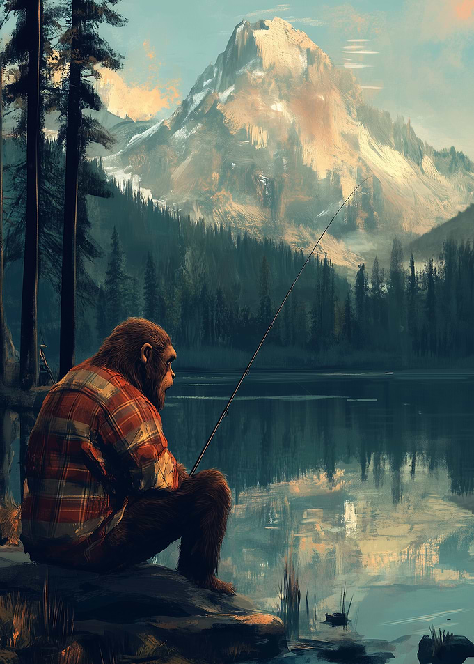 Bigfoot Fishing at Lake