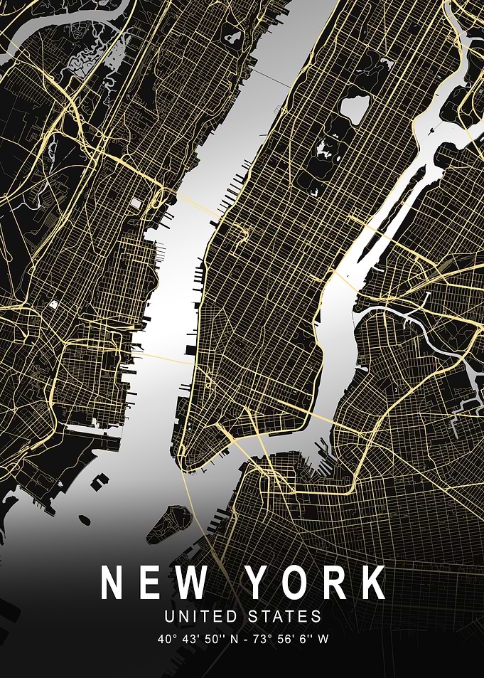 New York Light City Map