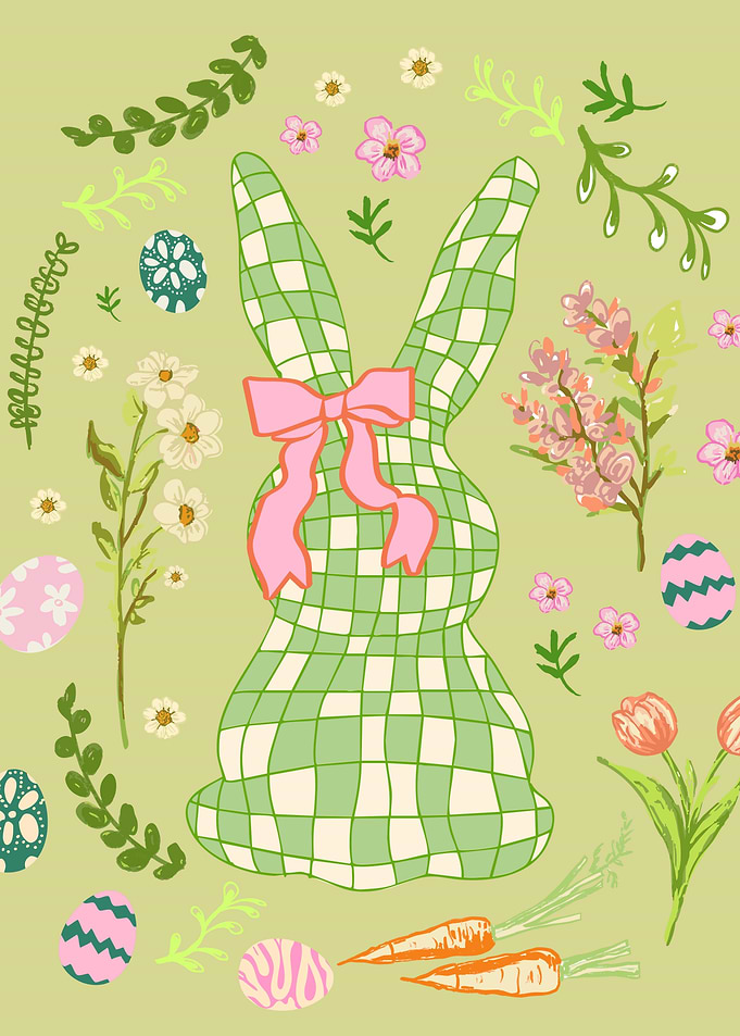 Sage Green Coquette Easter Bunny Cottagecore