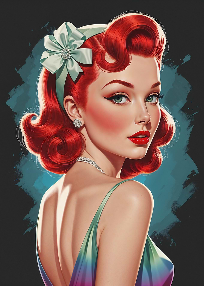 Redhead Pinup Gradient Dress