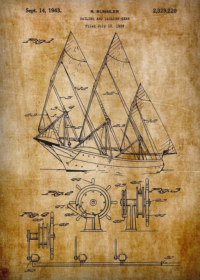1943 Sailing amp Sailing Gear Patent shet 1
