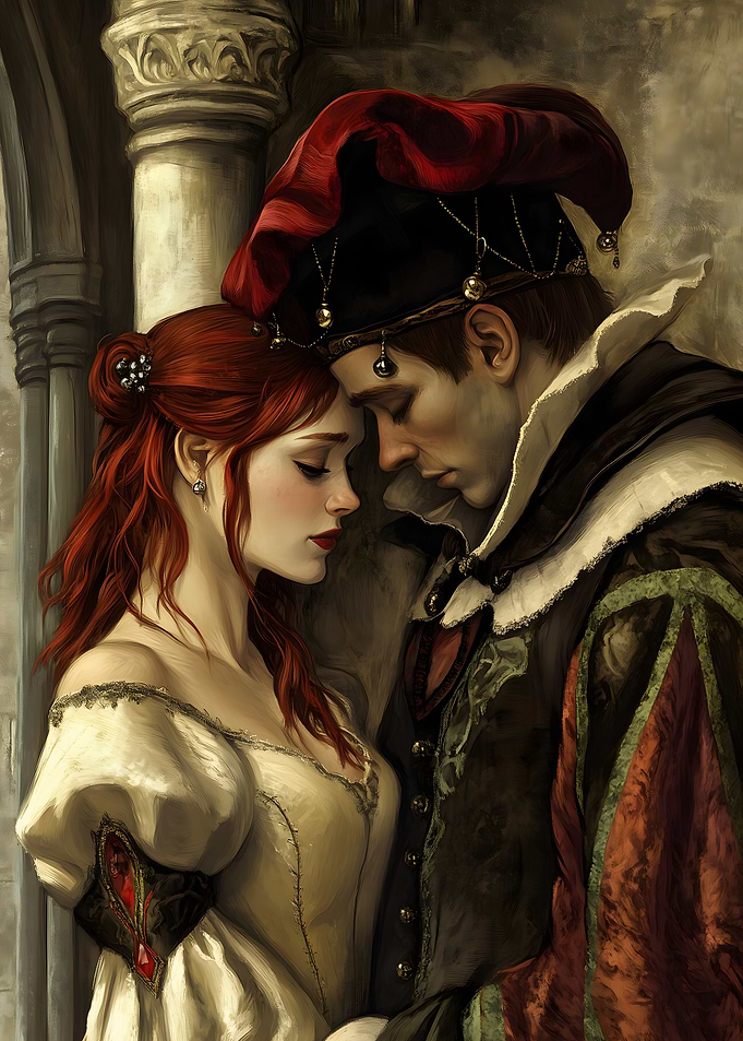 Medieval Jester Romance Painting