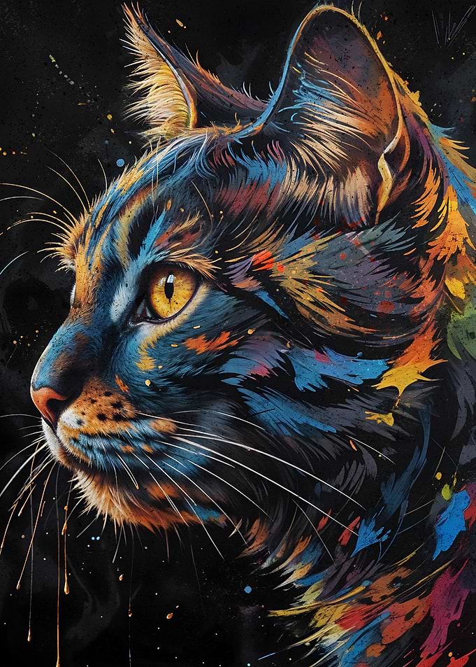 Colorful Graffiti Cat Portrait