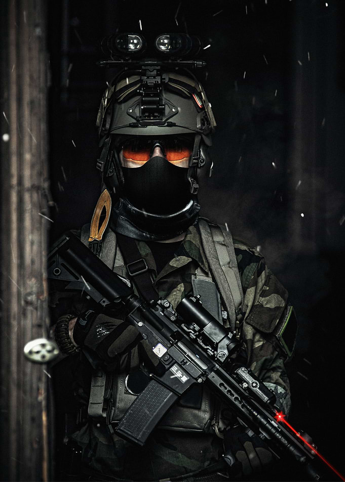Military Soldier with Rifle