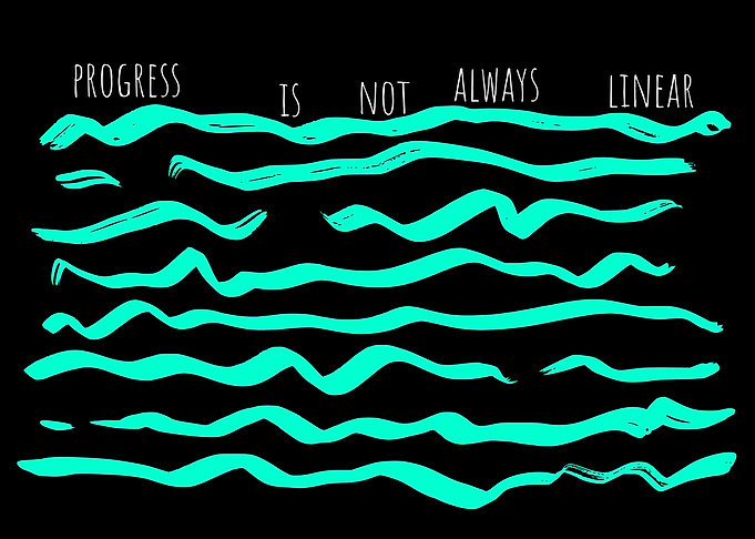 Progress is Not Linear Neon Blue