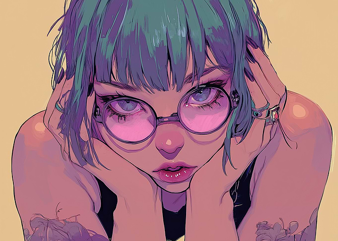 Cyber Dreamer, Anime Girl with Glasses
