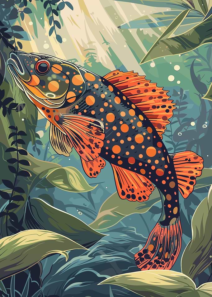 Spotted Fish in Lush Underwater Scene