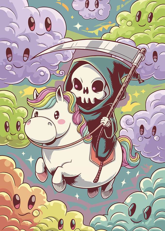 Grim Reaper on Unicorn