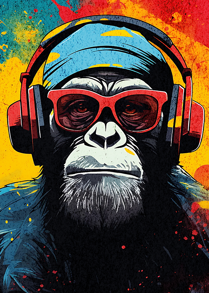 Cool Monkey with Headphones