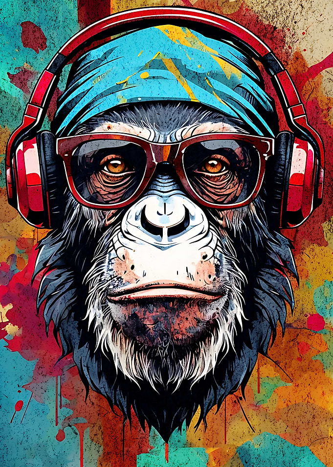 Cool Monkey with Headphones