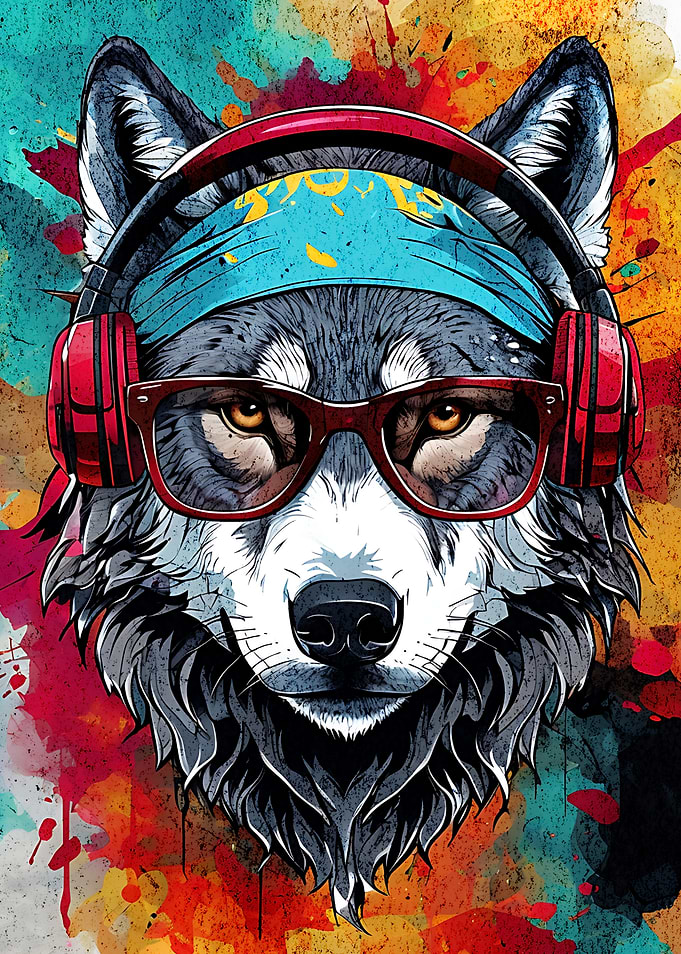Wolf with Headphones