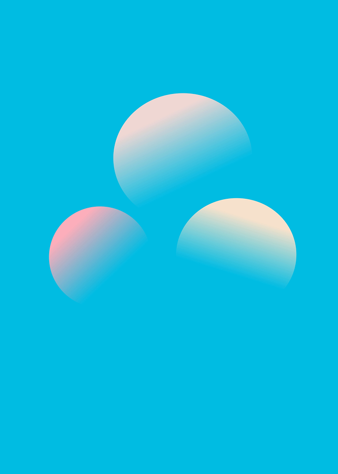 Abstract Gradient Shapes Blue, White and Pink