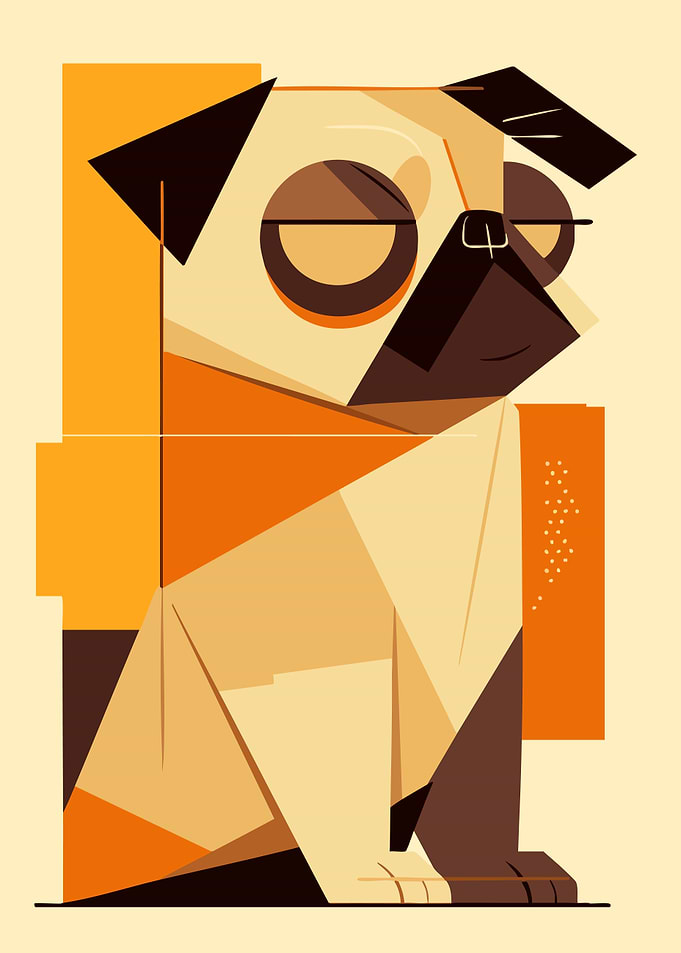 Geometric Cubism Pug Illustration Art