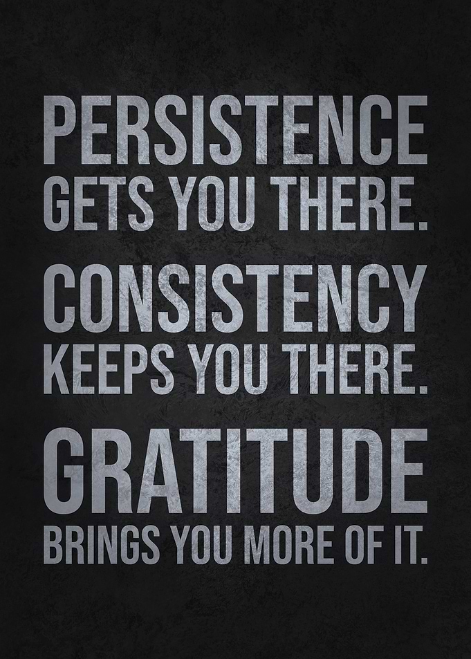 Persistence, Consistency, Gratitude