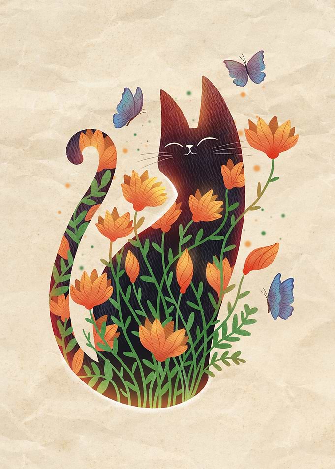 Cat in Flowers