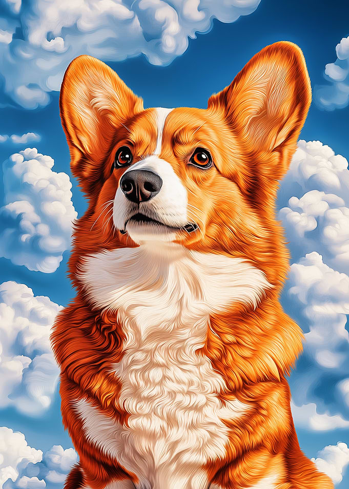 Welsh Corgi Against Blue Sky