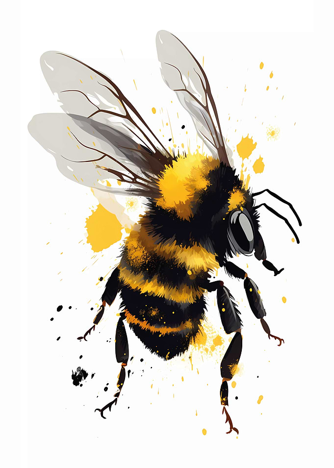 Bumblebee Watercolor Art