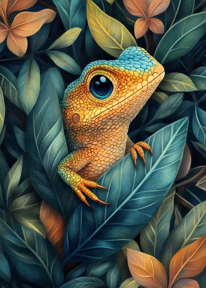 Lizard In Lush Foliage