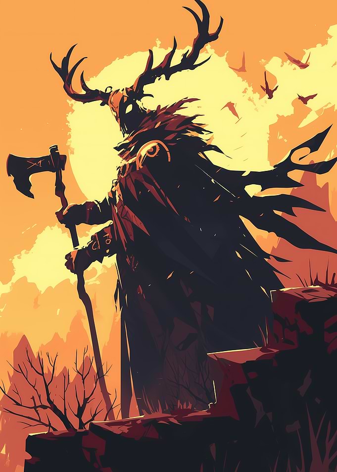 Antlered Figure with Axe