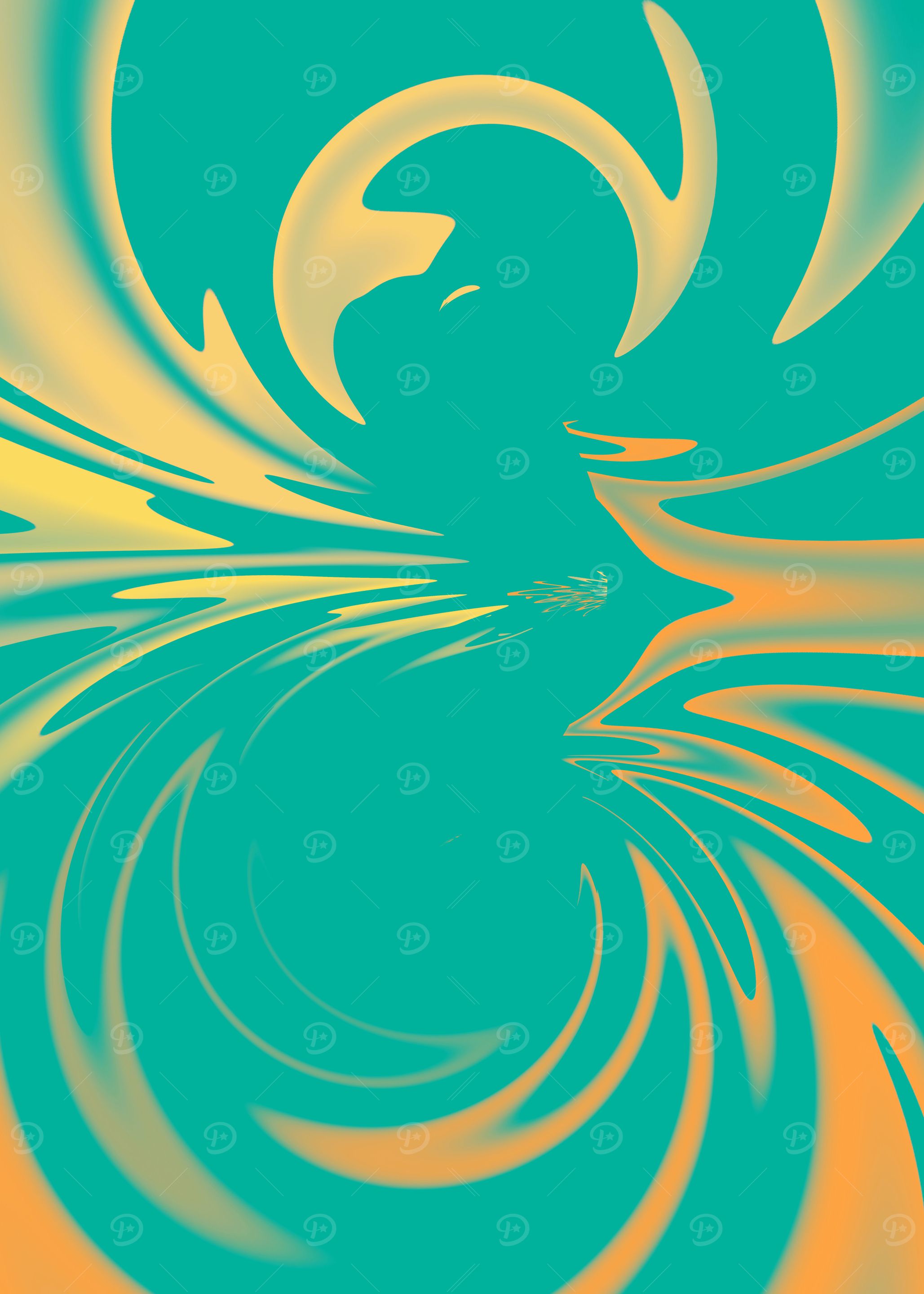Abstract Swirl Art Green, Yellow and Orange