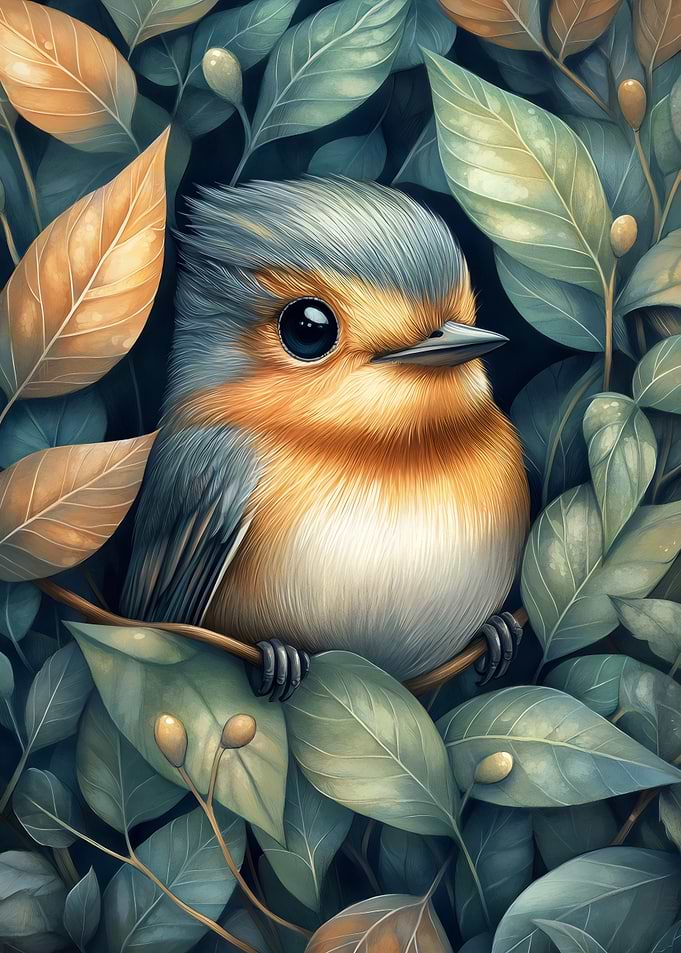 Cute Bird In Foliage
