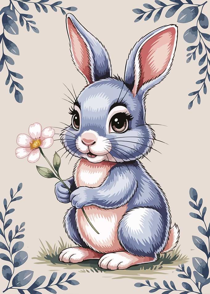 Cute Bunny with Flower