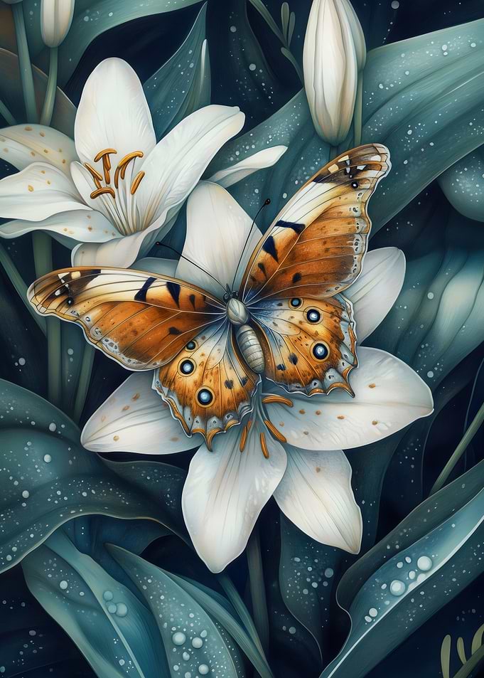 Butterfly On Lily
