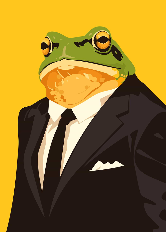 Frog in Suit Minimalist Art Illustration
