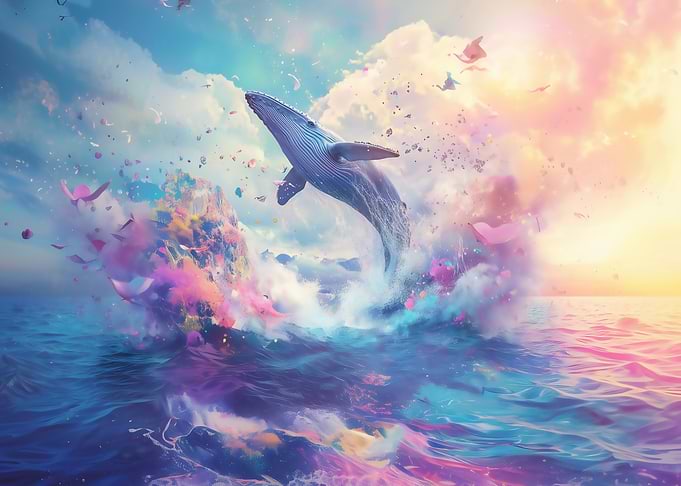 Whale Leaping Through Clouds
