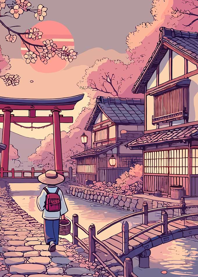 Japanese Village Sunset