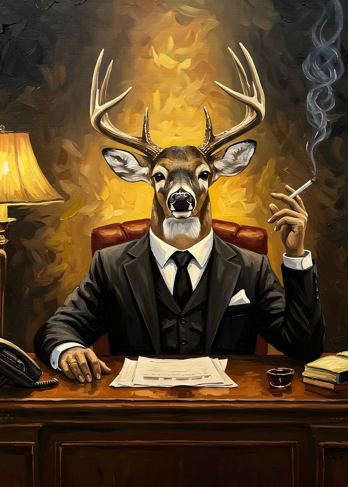 Deer in Suit Painting
