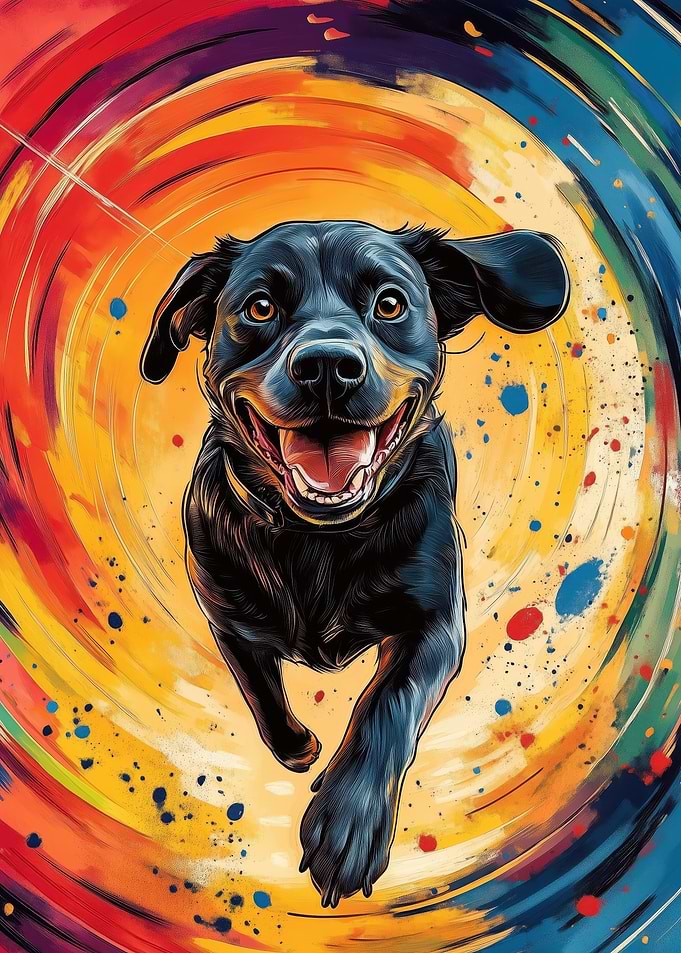 Black Lab in Swirling Colors