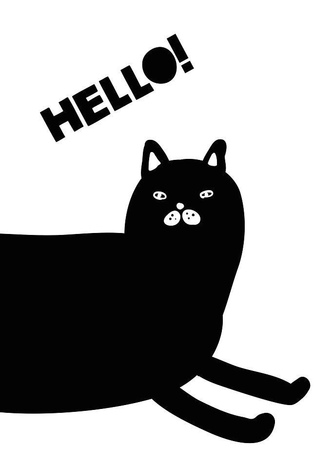 Black Cat Saying Hello