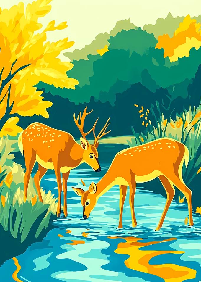 Deer by the Stream