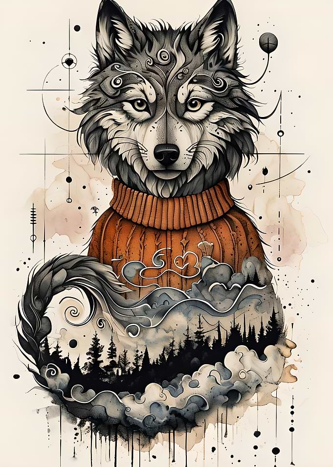 Wolf in a Forest Sweater