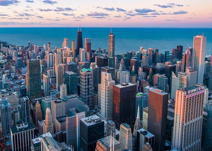 Chicago Skyline at Sunset