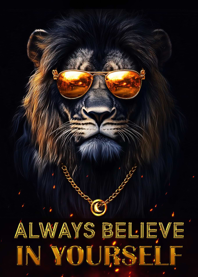 Lion with Sunglasses Motivational Life Quote