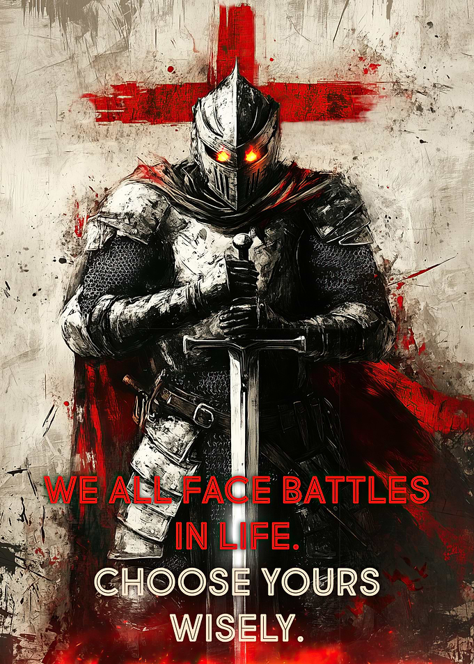 Knight with Red Cross Motivational Quote