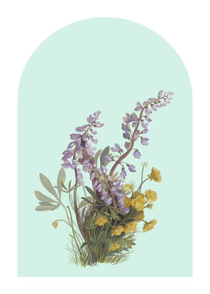 Wildflower Bouquet Green Vintage