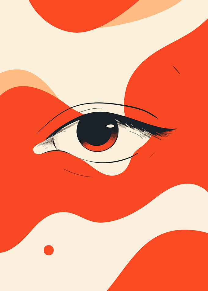 Red Eye Surreal Abstract Minimalist Art Illustration