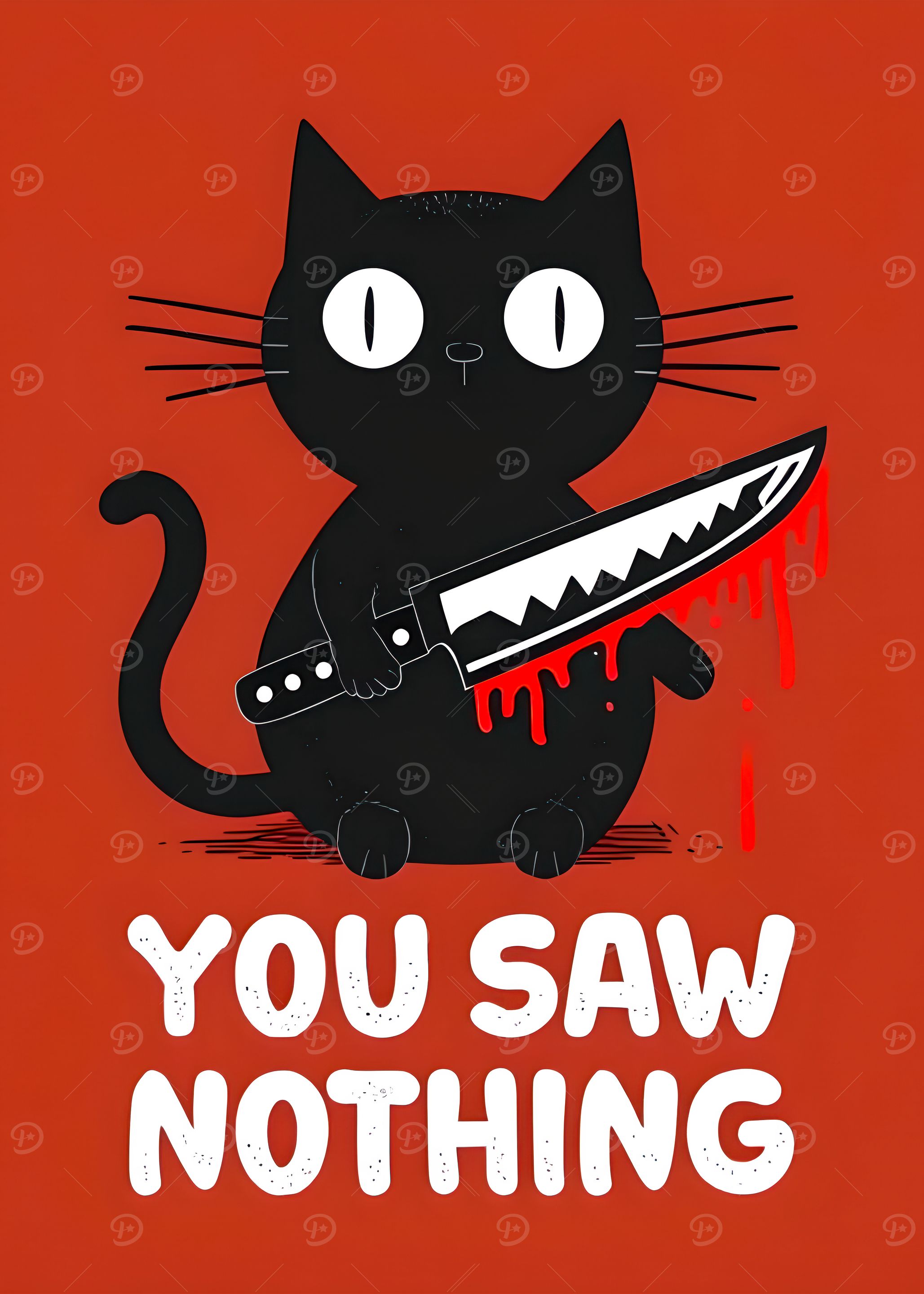 Black Cat with Knife