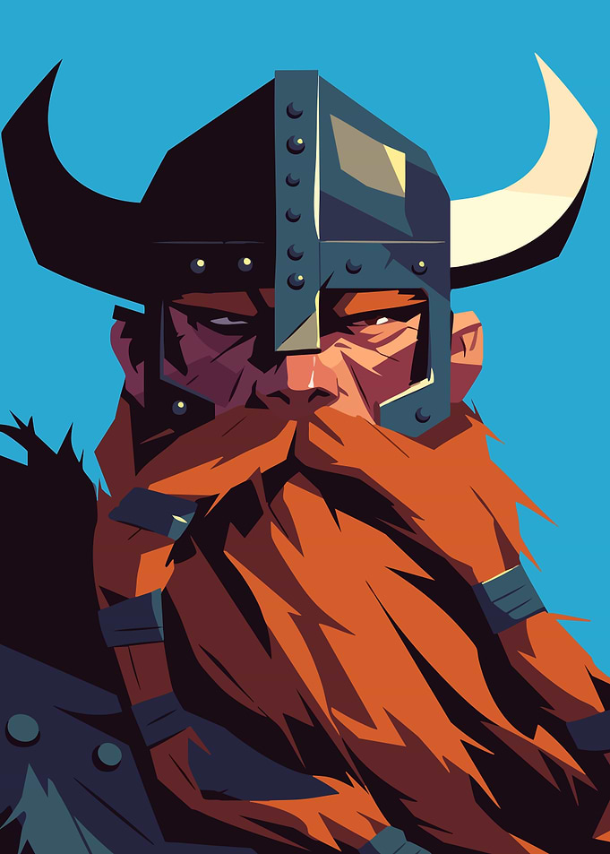 Viking Warrior Portrait Minimalist Art Illustration