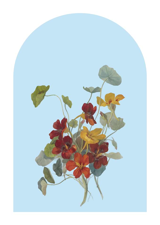 Flower Bouquet Blue Vintage