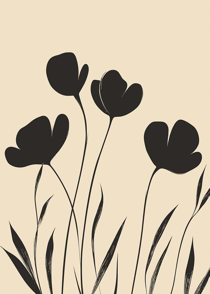 Wildflowers Mid Century Black