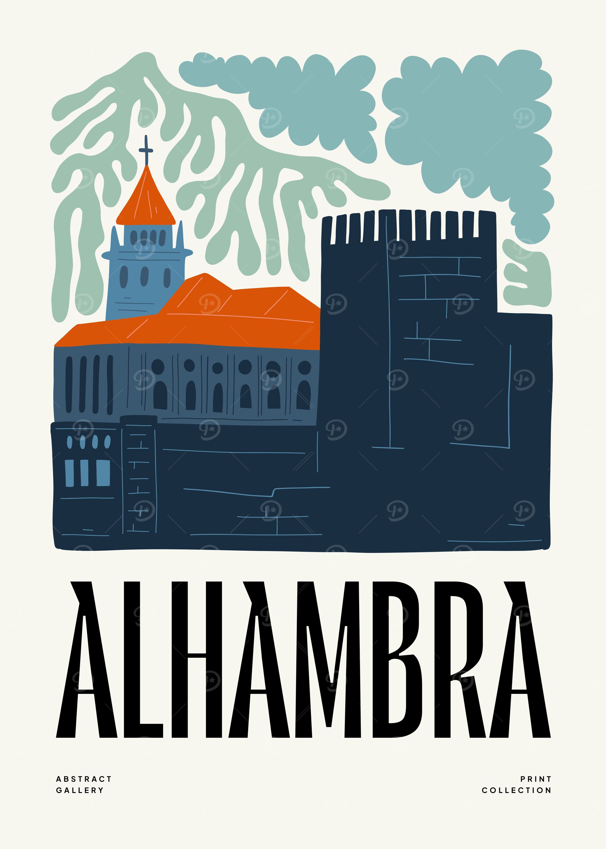 Alhambra Castle Illustration