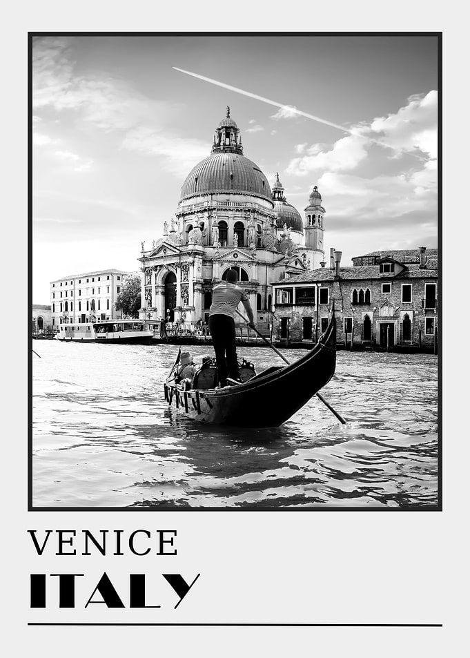 Venice Gondola & Basilica Photo Travel Poster