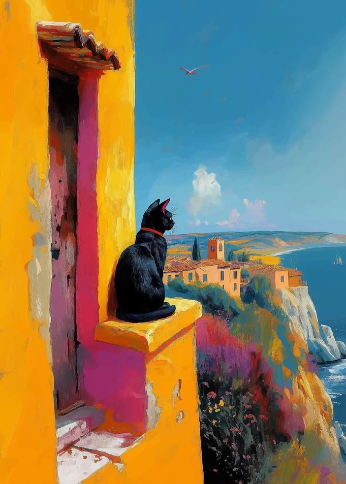 Black Cat on a Cliffside