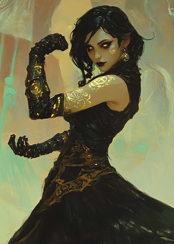 The Arcane Sentinel, Woman in Black Dress